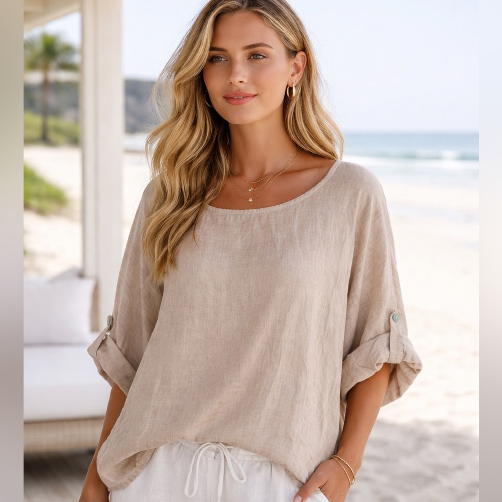 Giuseppa Collection Linen Boxy Top M/L